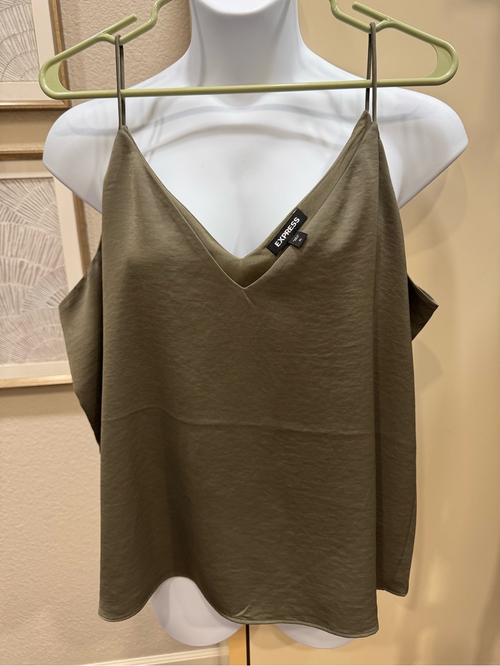 Express Olive V-Neck Spaghetti Strap Cami XL